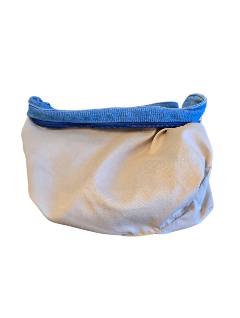 Denim Blue Patchwork Zip Closure Wristlet Pouch - Picture 9 of 11